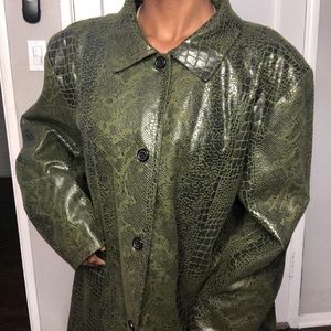 Faux Snakeskin Textured Green Jacket